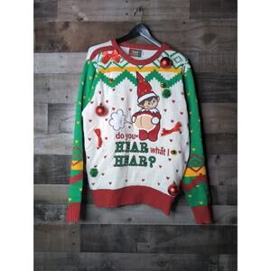 Ugly Christmas Sweater Light-Up Do You Hear What I Hear Elf Christmas Sweater XL